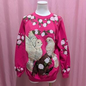 1 of 1 Handmade Hand Painted Love Doves Sweater (Size Large)‼️Price is firm‼️